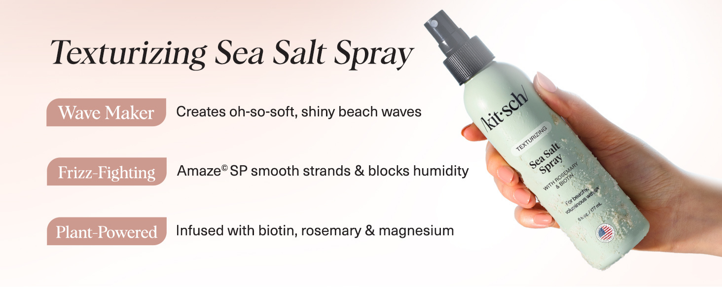 Kitsch Sea Salt Spray for Men and Women | Hair Spray with Rosemary, Biotin, Magnesium &ndash; Hair Texturizer for Natural Curls and Beach Waves | Ideal Gifts for Women, 177 mL