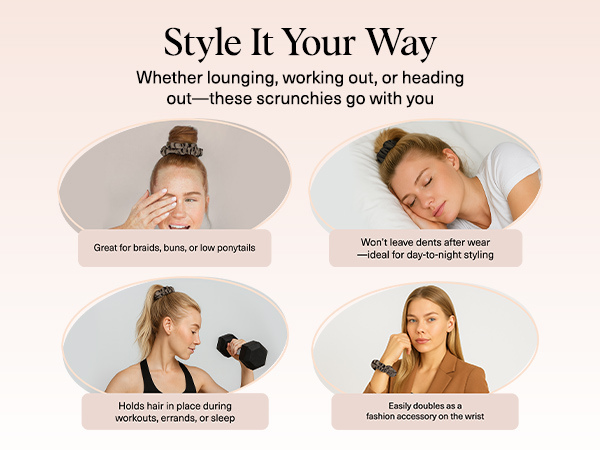 Kitsch Ultra-Petite Satin Scrunchies for Women - No Crease, Frizz-Free Sleep | Softer Than Silk Scrunchies Gentle On Hair Scrunchies for All Hair Types | Stylish Hair Accessories - Eucalyptus, 6pcs