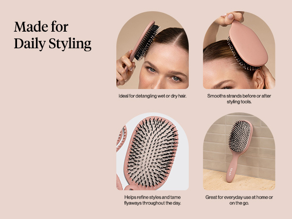 Kitsch Smooth & Polish Brush &ndash; Dual Bristle Detangler Brush, Shine & Frizz Control &ndash; Vegan Boar & Nylon Hair Brush with Cushioned Pad for Scalp Massage &ndash; Hair Care Tool for All Hair Types - Terracotta