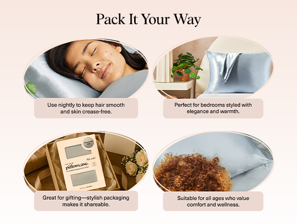 Kitsch Satin Pillowcase with Zipper for Hair & Skin - Softer Than Silk Pillow Cases, Smooth Cooling Satin Pillow Case, Wrinkle-Free, Machine Washable - Pillow Cases Standard Size (66x48 cm) - Haze Blue