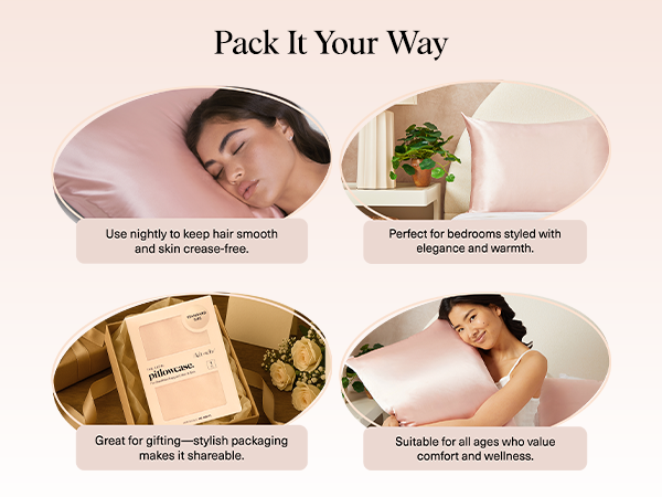 Kitsch Satin Pillowcase with Zipper for Hair & Skin - Softer Than Silk Pillow Cases, Smooth Cooling Satin Pillow Case, Wrinkle-Free, Machine Washable - Pillow Cases Standard Size (66x48 cm) - Blush