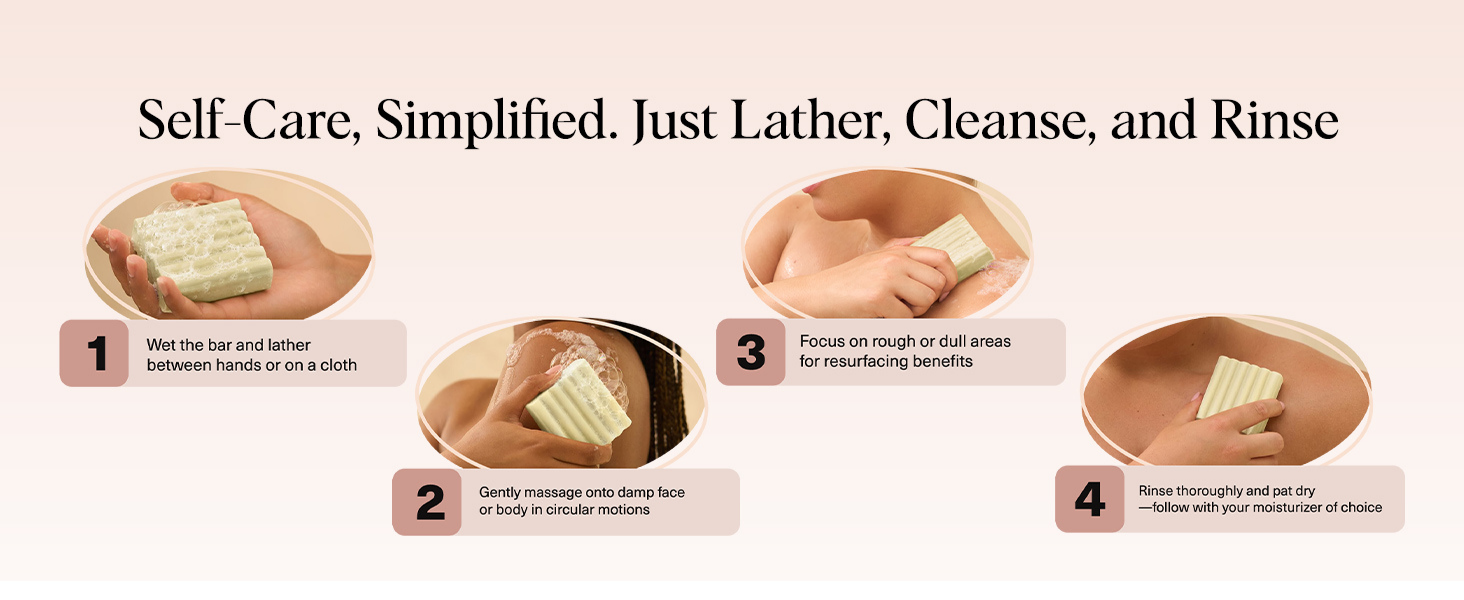 Kitsch Glycolic Acid Face & Body Wash Bar &ndash; Resurfacing Bar Soap with Shea Butter for Smoother, Brighter Skin &ndash; Gentle Soap & Body Wash Women & Men Love &ndash; Cucumber & Eucalyptus Scent Bath Soap - 113g