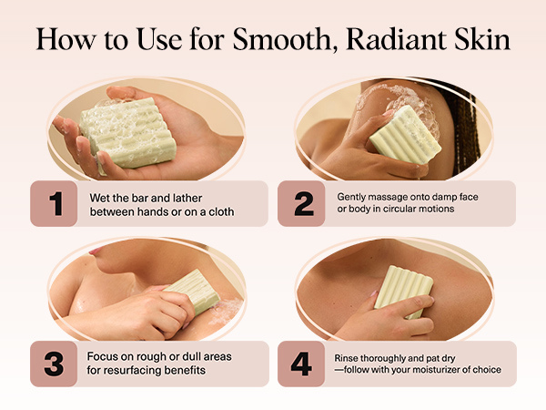 Kitsch Glycolic Acid Face & Body Wash Bar &ndash; Resurfacing Bar Soap with Shea Butter for Smoother, Brighter Skin &ndash; Gentle Soap & Body Wash Women & Men Love &ndash; Cucumber & Eucalyptus Scent Bath Soap - 113g