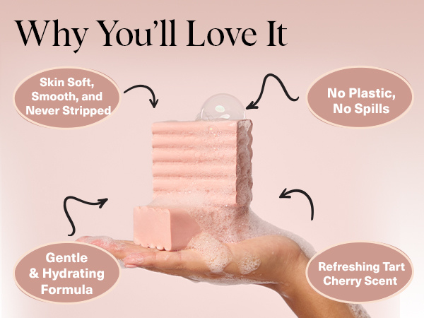 Kitsch Cleansing Tart Cherry Soap Bar with Refreshing Scent - Eco-Friendly Body Wash Women Love - Cherry Solid Bar Soap for Daily Use - Silicone, Sulfate and Paraben Free, Made in USA - 114g