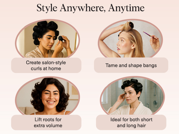 Kitsch Ceramic Hair Rollers for Women &ndash; Self Grip Hair Curlers for Heatless Curl Overnight, Long Lasting Frizz-Free Curls Volumizing Large Rollers for All Hair Types - Black, 8 count (Pack of 1)