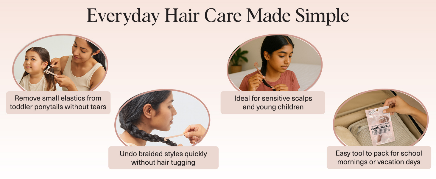 Kitsch Elastic Hair Tie Cutter Tool &ndash; Gentle, No Pull For Easy Elastic Bands For Hair Removal | Hair Rubber Bands Cutter | Ideal Gifts for Women &ndash; Multicolor, 3pc Set