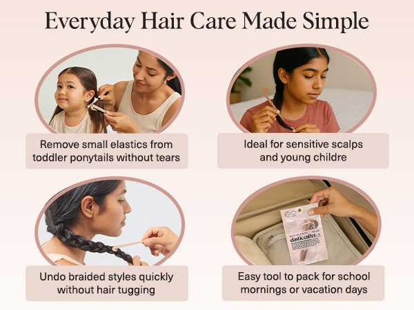 Kitsch Elastic Hair Tie Cutter Tool &ndash; Gentle, No Pull For Easy Elastic Bands For Hair Removal | Hair Rubber Bands Cutter | Ideal Gifts for Women &ndash; Multicolor, 3pc Set