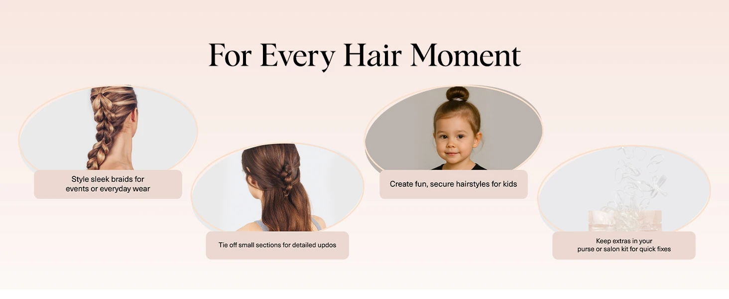 Kitsch No Snag Small Elastic Hair Ties - 1pack, 100pcs | Rubber Bands for Hair