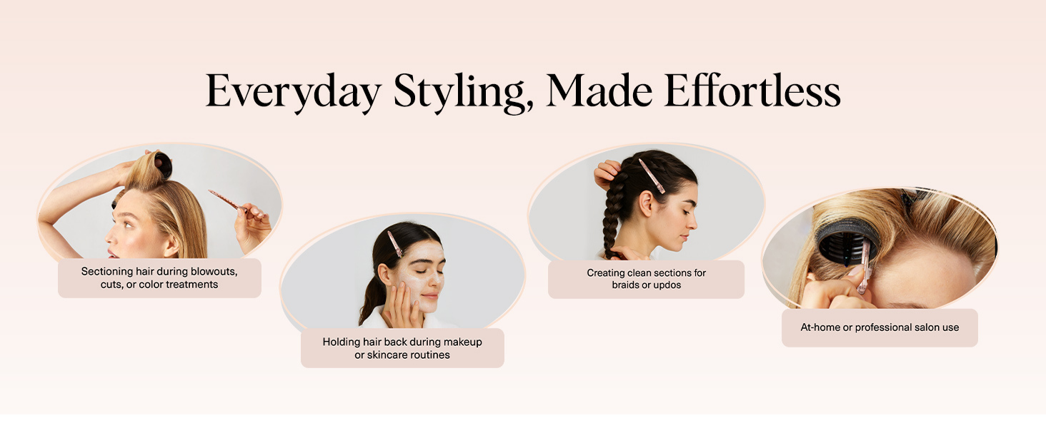 Kitsch Professional Alligator Clips for Hair Styling &ndash; 3.5" Aluminum Hair Sectioning Clips for Salon & Makeup Application | Ideal Gifts for Women &ndash; Rose Gold, 6 Pcs