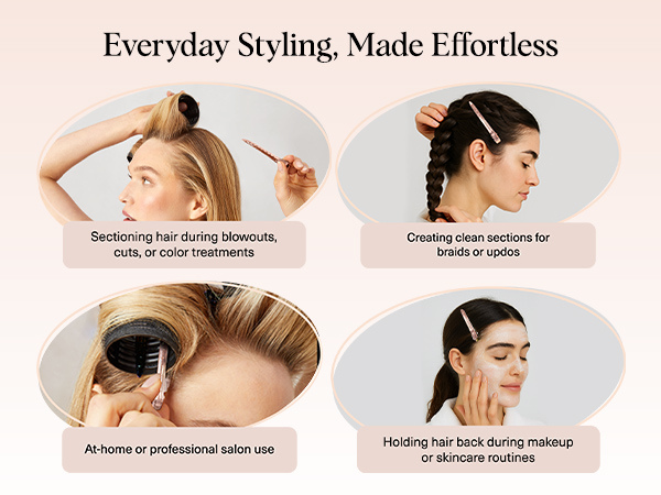 Kitsch Professional Alligator Clips for Hair Styling &ndash; 3.5" Aluminum Hair Sectioning Clips for Salon & Makeup Application | Ideal Gifts for Women &ndash; Rose Gold, 6 Pcs