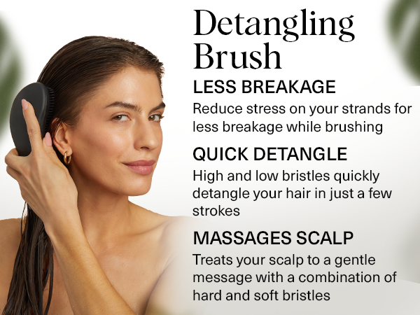 Kitsch Detangler Brush &ndash; Gentle Curly Hair Brush with Flexible Bristles for All Hair Types - Wet or Dry | Detangling Hair Brushes for Women & Men, Hairbrush for Adults & Kids - Black