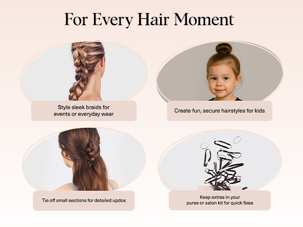 Kitsch Hair Ties No Damage for Kids, Teens and Women - Rubber Bands for Hair Styling | No Snag Hair Elastics | Daily Hair Accessories | Ideal Gifts for Women - 100pcs (Black)