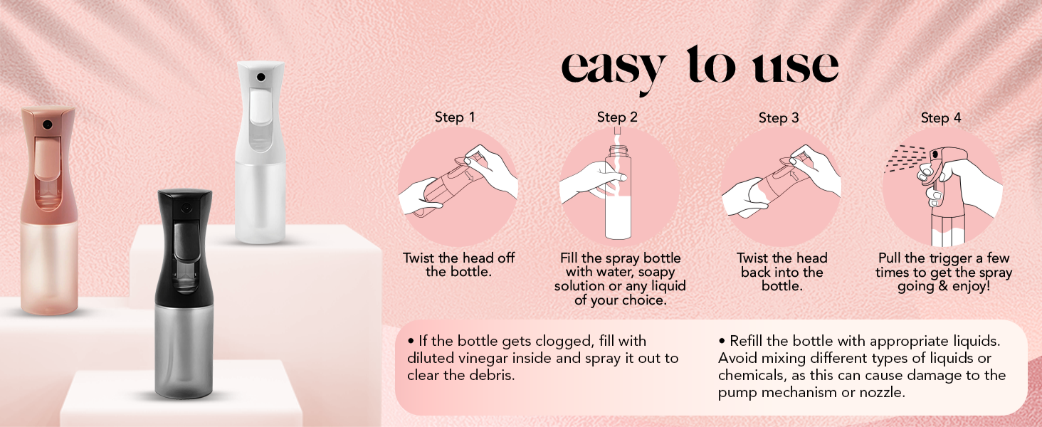 Kitsch Continuous Spray Bottle for Hair &ndash; Fine Mist Water Mister & Water Spray Bottle &ndash; Recycled Hair Spray Bottle &ndash; Spray Bottles for Cleaning, Styling, Plants & More &ndash; Black, 150ml