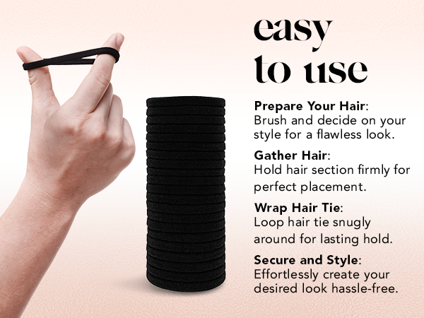 Kitsch Nylon Hair Ties No Damage - Stretchable Hair Bands for Strong All-Day Hold, Ponytail Holders | Hair Accessories for Girls | Ideal Gifts for Women - Black, 20 Pcs