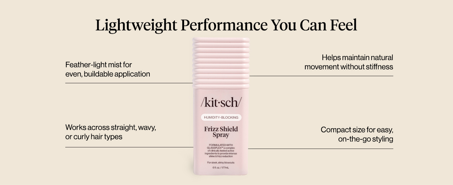 Kitsch Frizz Shield Hair Spray - Frizz Control Hairspray for Smooth, Glass-Like Finish | Lightweight Heat Protectant Hair Care with Argan Oil, No Heavy Residue | Anti Humidity Spray for Hair