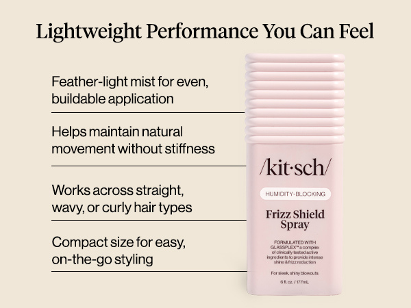 Kitsch Frizz Shield Hair Spray - Frizz Control Hairspray for Smooth, Glass-Like Finish | Lightweight Heat Protectant Hair Care with Argan Oil, No Heavy Residue | Anti Humidity Spray for Hair