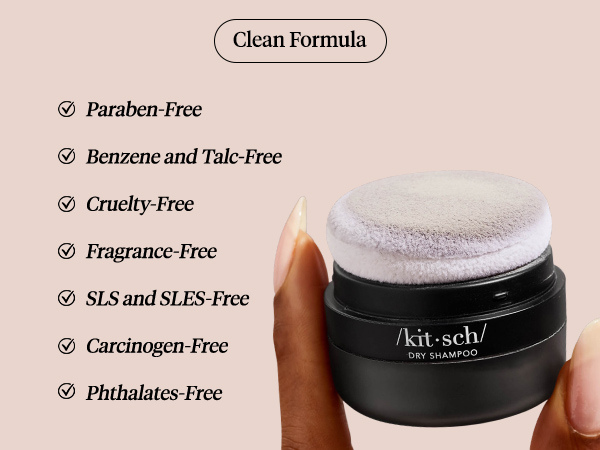 Kitsch Volumizing Rice Protein Dry Shampoo For Women Powder Puff - Dark, 8g | Absorbs Oil, Non-Greasy, Great For Dark Hair – Unscented – Travel Size Dry Hair Shampoo for Women & Men, No White Cast