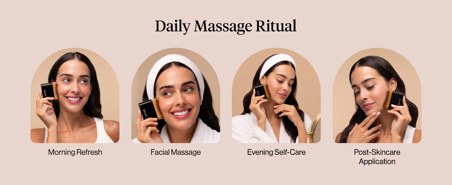 Kitsch Lymphatic Contour Face Brush - Facial Massage Brushes - Black | Hypoallergenic Bristles, Depuffing & Encourage Circulation