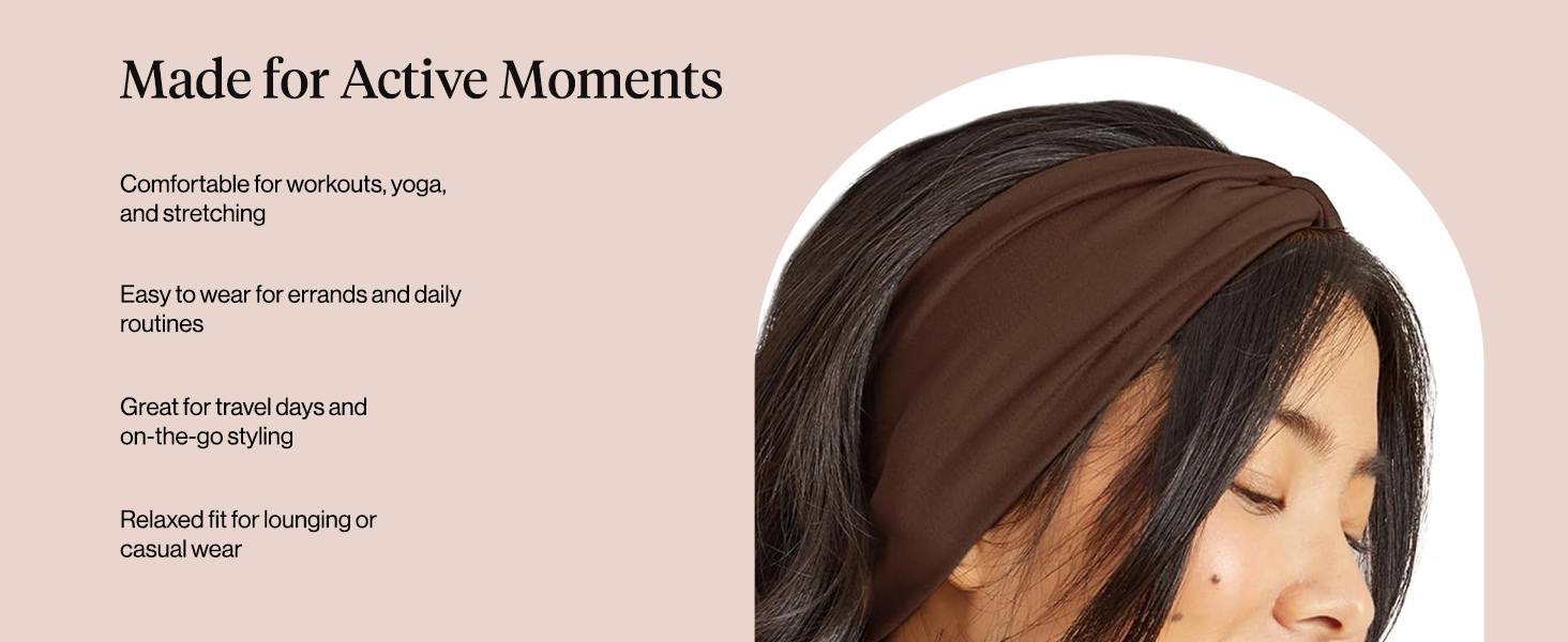 Kitsch Wide Headbands for Women Non Slip - Rosewood, 2pcs - Running Headbands for Girls, Ideal for Working Out, Yoga, Gym, or Lounging – Stretchy Head Bands – Fashion Hair Accessories