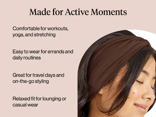 Kitsch Wide Headbands for Women Non Slip - Rosewood, 2pcs - Running Headbands for Girls, Ideal for Working Out, Yoga, Gym, or Lounging – Stretchy Head Bands – Fashion Hair Accessories
