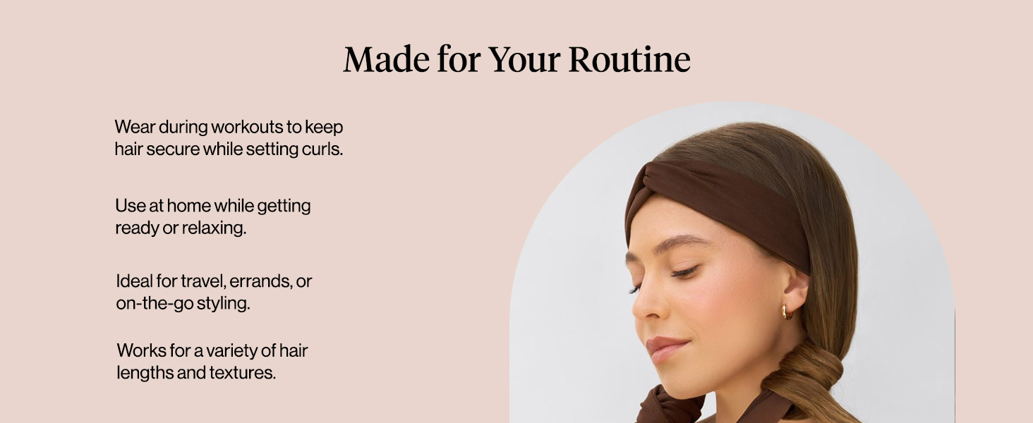 Kitsch Set & Flow Active Heatless Curling Headband For Women - Brown, 1pc - Soft, Breathable Cotton Head Bands For Women's Hair &ndash; Stretchy Fit, Achieves Curls Overnight &ndash; Gym-To-Glam In Minutes