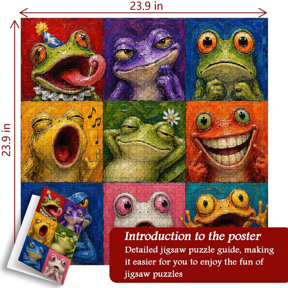 Colourful Frog Faces Jigsaw Puzzle 1000 Pieces