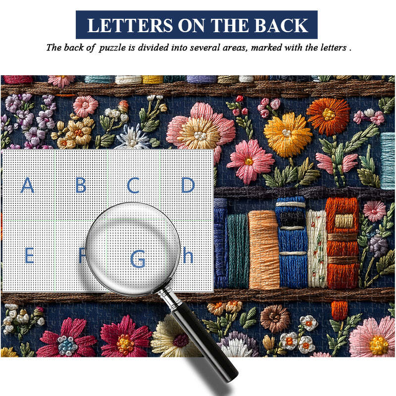 Stay organized during assembly with labeled sections from A to H on the back of the puzzle