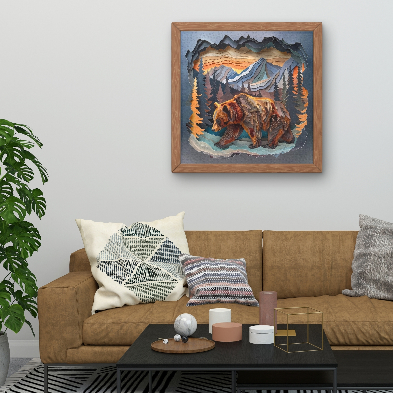 Bear's Journey 1000 Piece Jigsaw Puzzle is printed on three layers of thick white cardboard, precision cutting and clear printing, features vivid color and smooth surface, also has the letters on the back, will help you complete the puzzle.