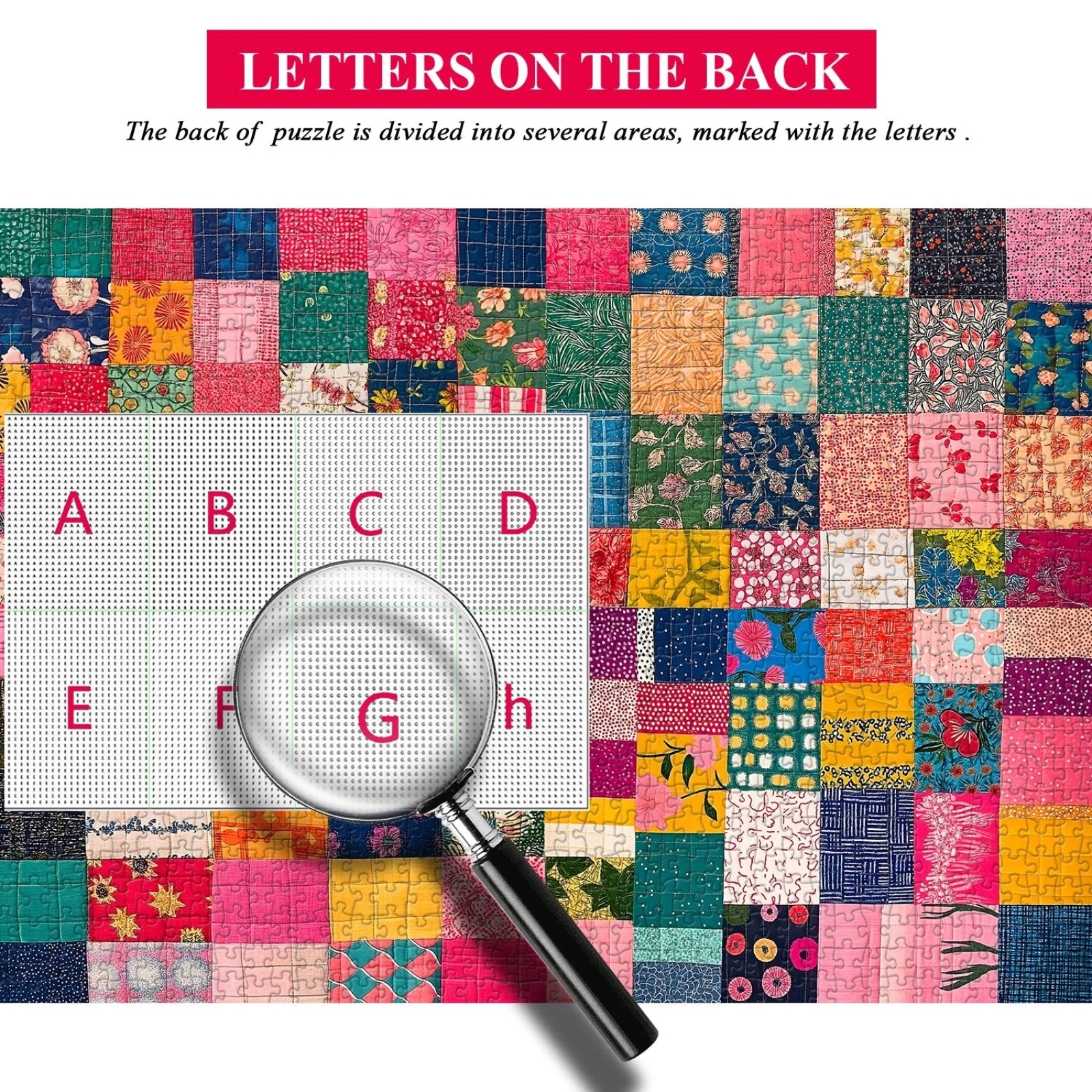 Vibrant patch 1000 piece jigsaw puzzle for adults - Letters on the back