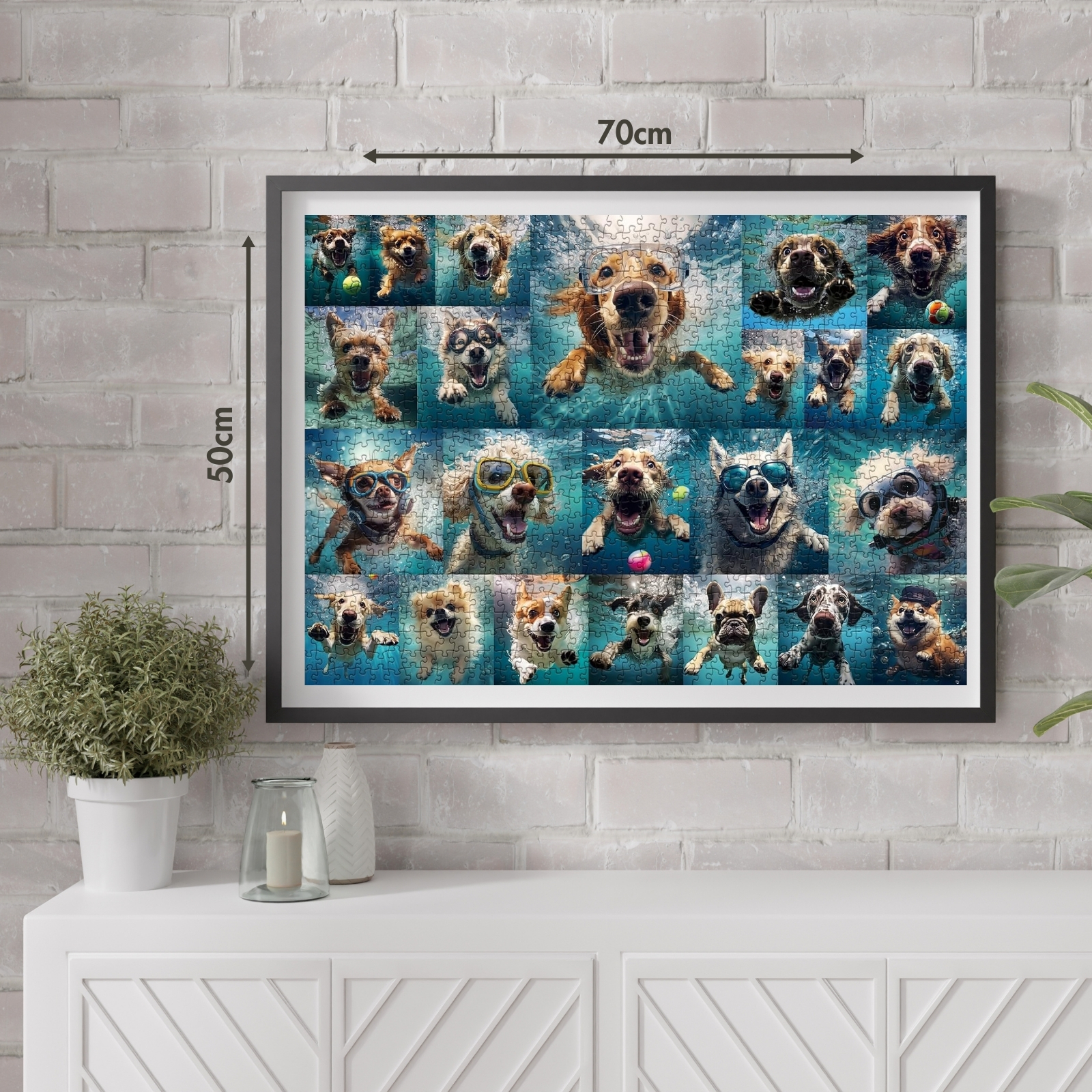 Underwater Dogs 1000 Piece Jigsaw Puzzle: Perfect Gift & Decor -  Gift an aquatic masterpiece! This captivating underwater dog puzzle doubles as a unique decor piece, adding a playful and charming ambiance to any space.