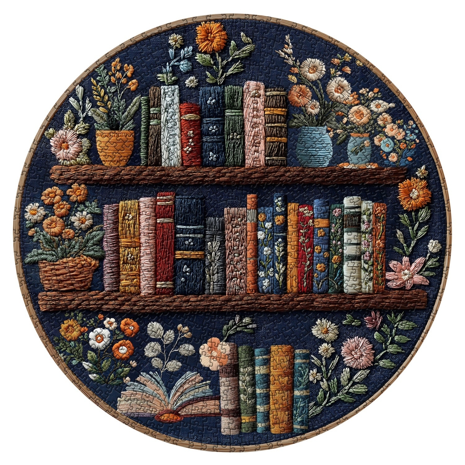 Floral Bookshelf 1000 Piece Jigsaw Puzzle for Adults