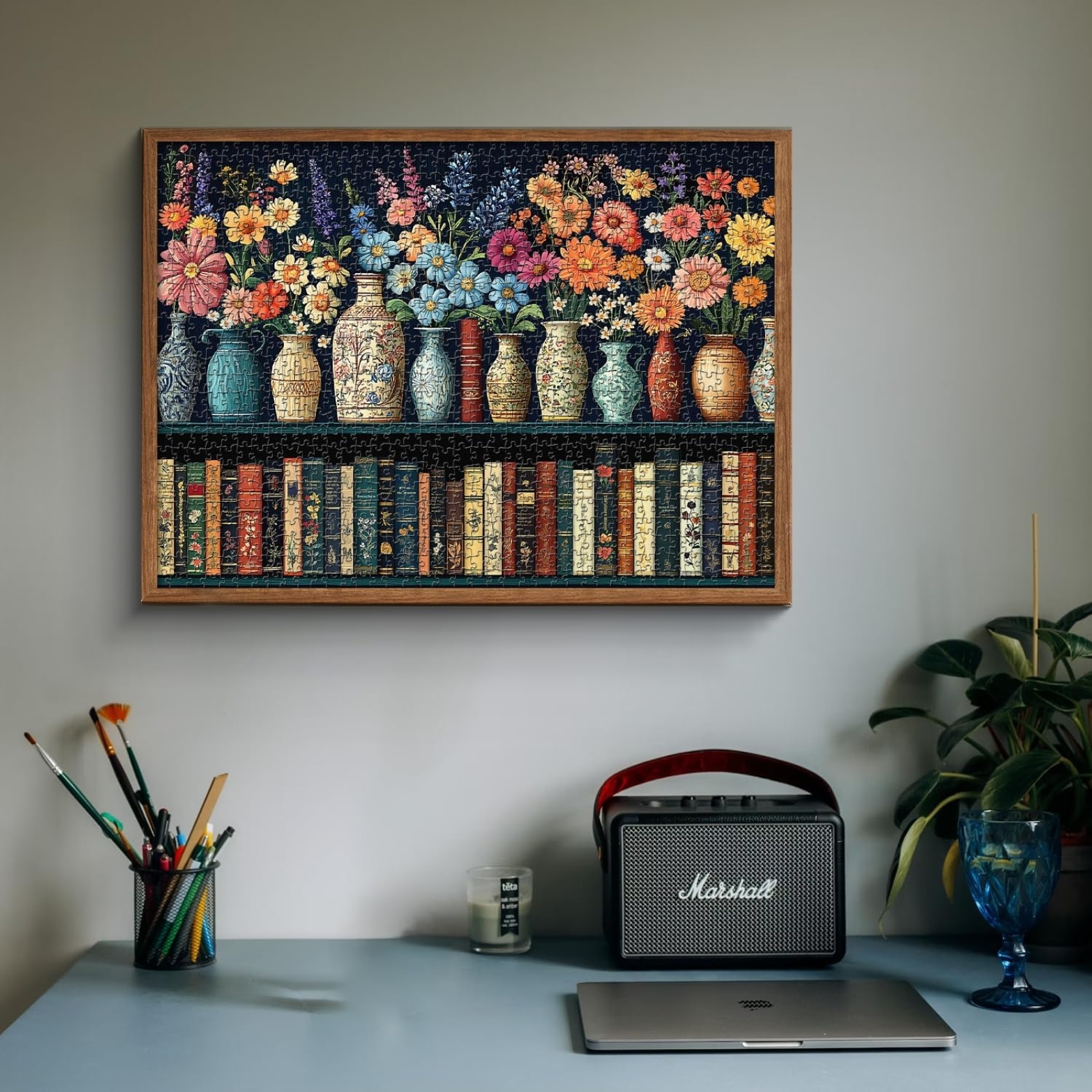 Petals & Pages 1000 Piece Jigsaw Puzzle for Adults - Framed
