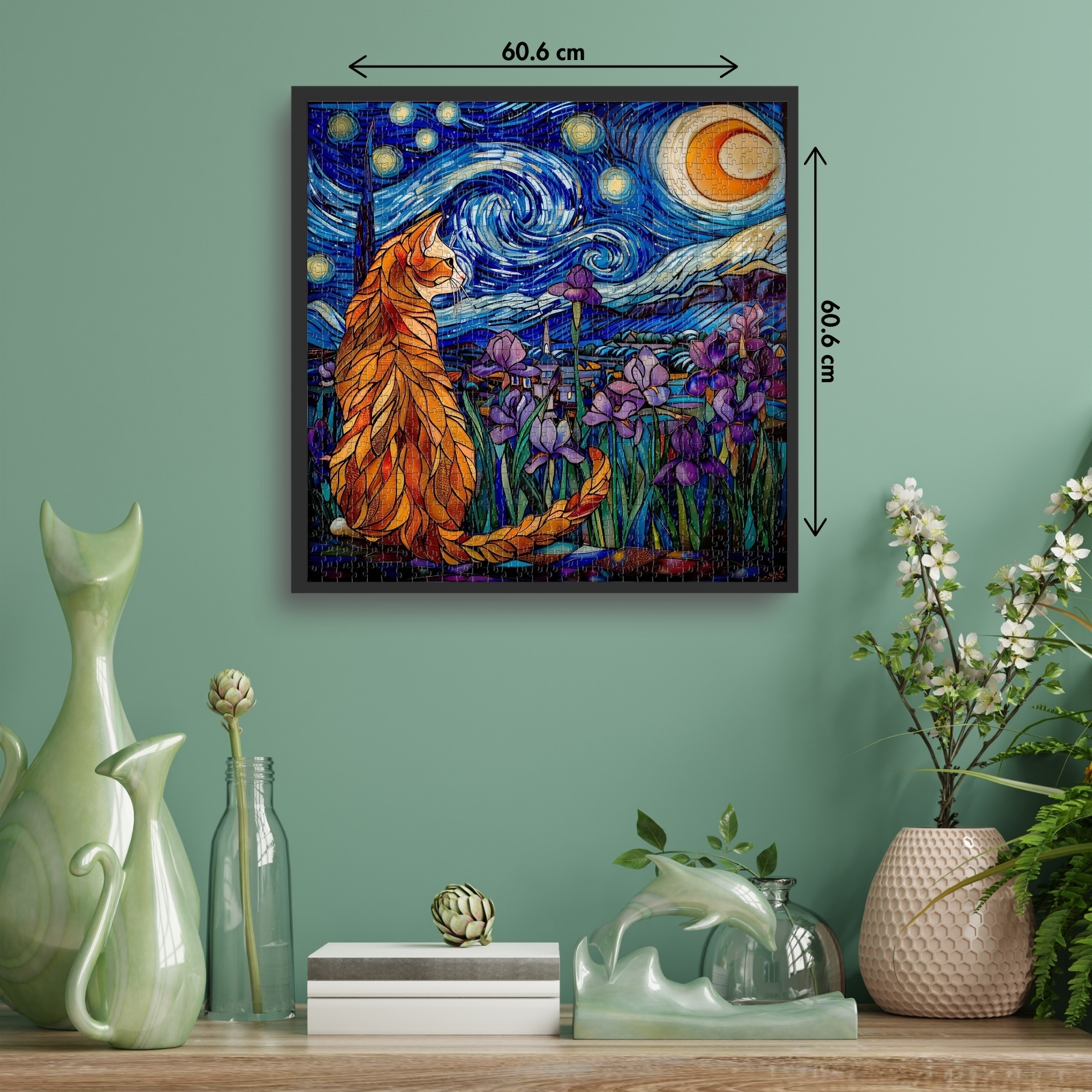 Moonlit Cat 1000 Piece Jigsaw Puzzle for Adults - Wall Art Decoration