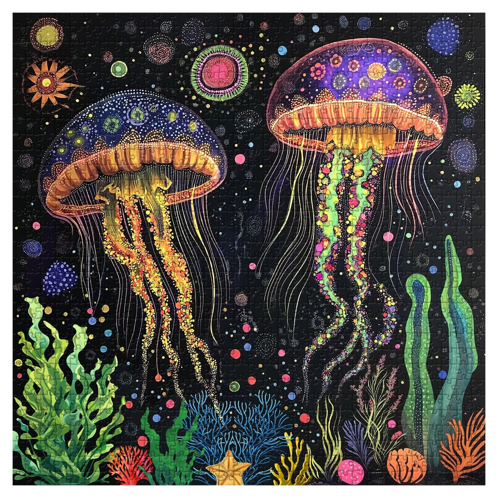 Dance of Brilliant Jellyfish 1000 Piece Jigsaw Puzzle for Adults
