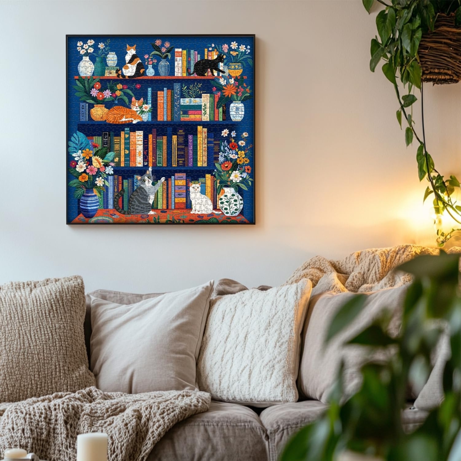 Whiskers & Books 1000 Piece Jigsaw Puzzle for Adults
