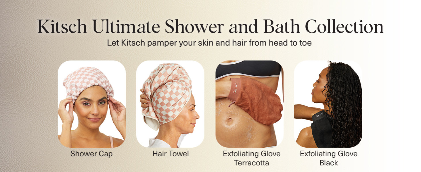 Kitsch Exfoliating Gloves 2pc Set - Black & Terracotta