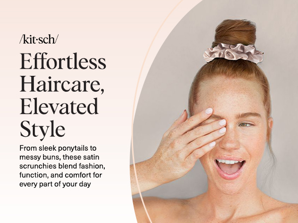 Kitsch Satin Scrunchies for Women - Softer Than Silk Scrunchies | Hair Ties No Damage for Frizz-Free Sleep | Ideal Gifts for Women, Assorted, 5pcs