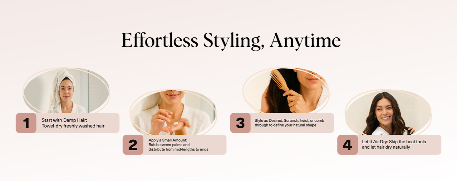 Kitsch Smoothing Air Dry Cream for Hair – Frizz Control Hair Care Product with Castor Oil & Coconut Oil – Weightless Styling Cream - Enhances Natural Texture Appearance | Ideal Gifts for Women – 5 oz