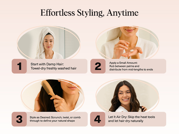 Kitsch Smoothing Air Dry Cream for Hair – Frizz Control Hair Care Product with Castor Oil & Coconut Oil – Weightless Styling Cream - Enhances Natural Texture Appearance | Ideal Gifts for Women – 5 oz