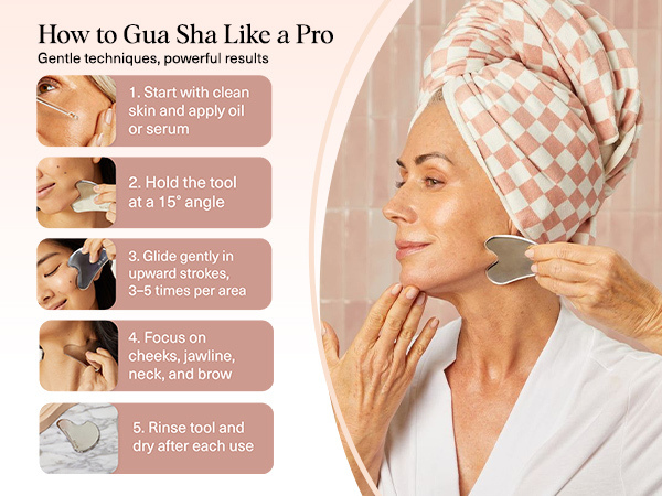 Kitsch Stainless Steel Gua Sha Facial Tools - Guasha Tool for Face, Face Sculpting Tool, Jawline Shaper, Double Chin Reducer, Body Gua Sha Tools, Lymphatic Drainage Massager, Facial Skin Care - Silver