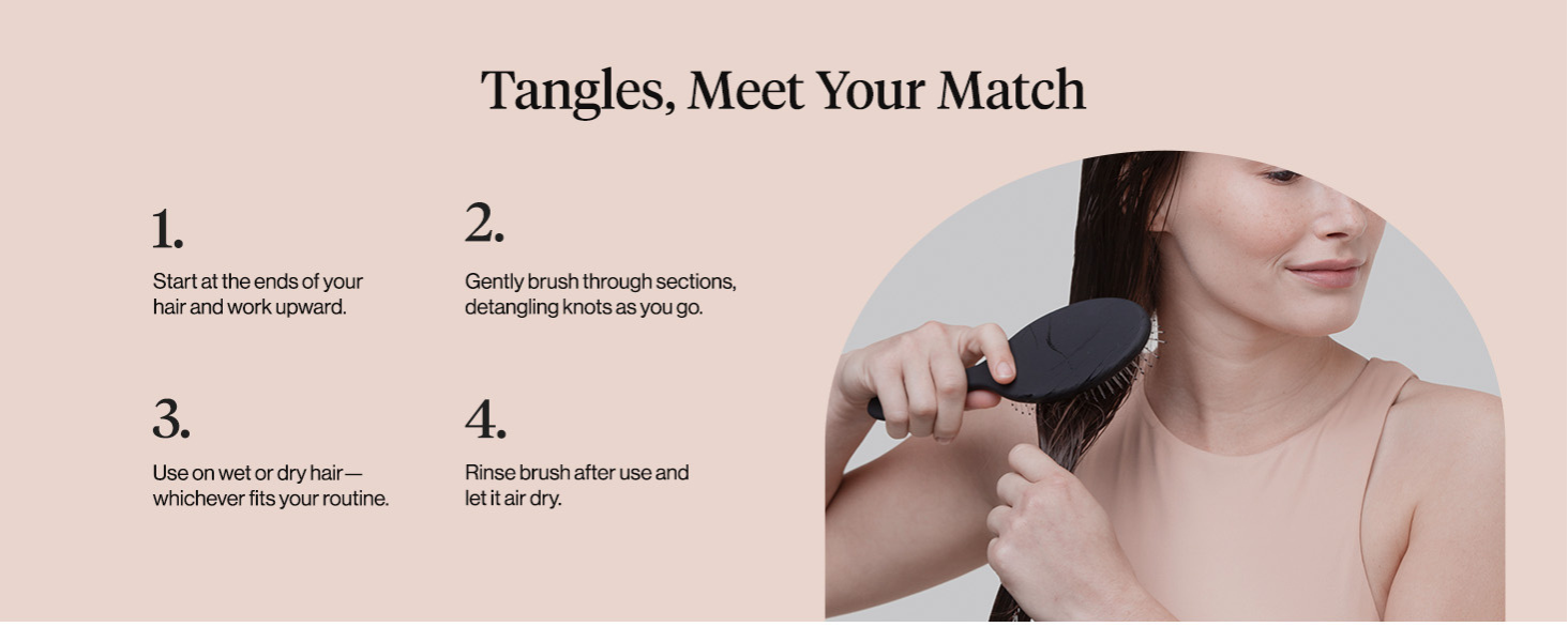 Kitsch Detangler Hair Brush for Wet and Dry Hair, Curly or Straight Hair, Detangling Brush with Flexible Hairbrush Bristles, Hair brushes for Women & Men, Adults & Kids, for Shower & Travel - Black