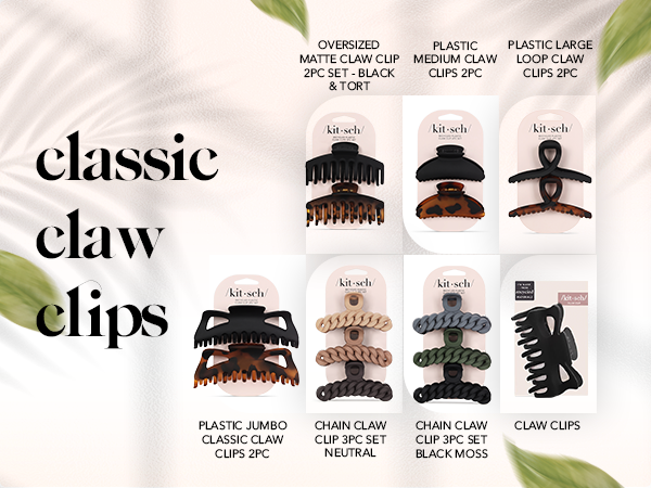 Kitsch Medium Hair Clips for Women, Strong Hold, Recycled Plastic Claw Clips for Thick Hair | Great for Updo, Half Up Hairstyle | Ideal Gifts for Women - 2pcs, Black and Tort