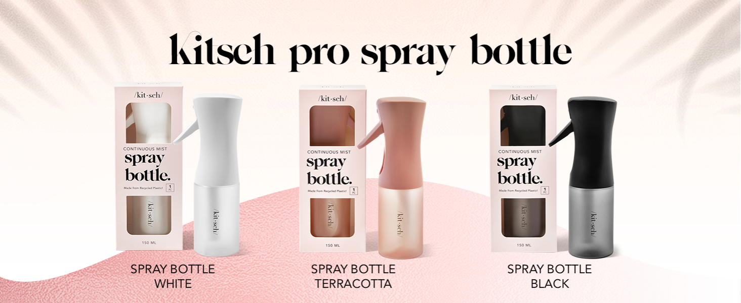 Kitsch Continuous Spray Bottle for Hair &ndash; Fine Mist Water Mister & Water Spray Bottle &ndash; Recycled Hair Spray Bottle &ndash; Spray Bottles for Cleaning, Styling, Plants & More &ndash; White, 150ml