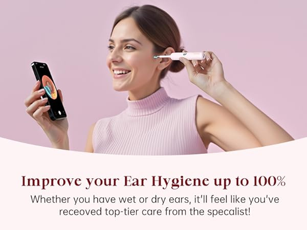 Bebird EarSight Plus Pink Ear Wax Removal Tool Camera, Ear Cleaning Kit with Flexible Visual Ear Camera Otoscope, Portable Wireless Painless Ear Cleaner with Earwax Remover Tweezers for Adults, Kids, Pets