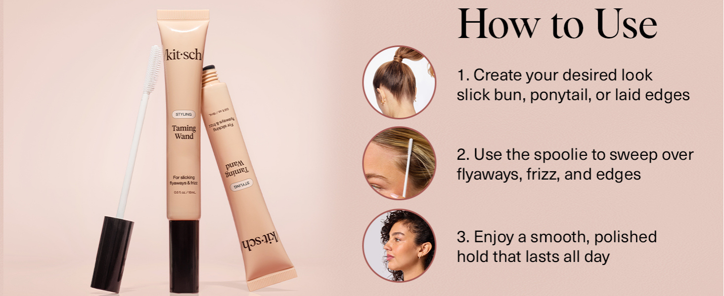 Kitsch Fly Away Stick for Hair - Taming Wand with Biotin, Aloe & Vitamin E - Clear Serum-Like Gel Hair Mascara for Baby Hairs - Lightweight & Multi-Use Hair Stick | Ideal Gifts for Women - 18mL