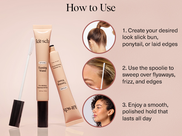 Kitsch Fly Away Stick for Hair - Taming Wand with Biotin, Aloe & Vitamin E - Clear Serum-Like Gel Hair Mascara for Baby Hairs - Lightweight & Multi-Use Hair Stick | Ideal Gifts for Women - 18mL