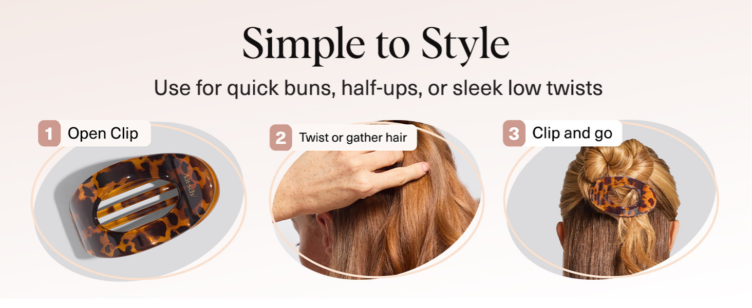 Kitsch Small Flat Claw Clips for Women - Stylish Flat Hair Clips, Strong Hold for Thick & Fine Hair | Non-Slip for Secure, Comfortable All-Day Wear | Ideal Gifts for Women -Tortoise Design