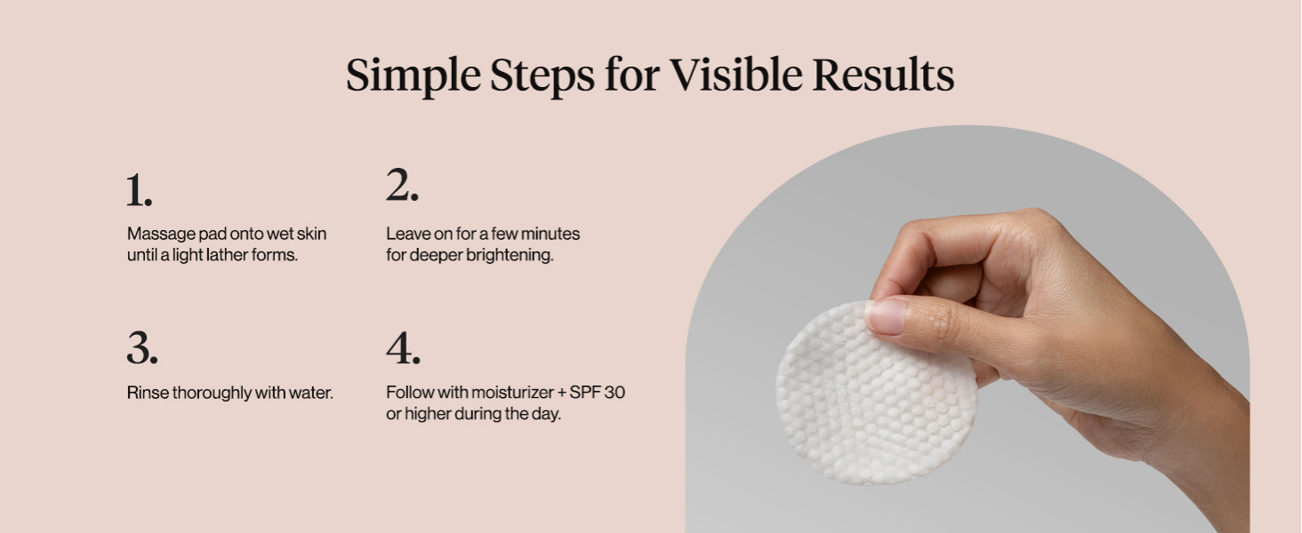 Kitsch Kojic Acid Cleansing Pads with Turmeric & Cica to Smooth, Refresh & Even Tone Skin Care &ndash; Exfoliating & Brightening Pre-Soaked Cotton Pads for Face and Body &ndash; 50 count