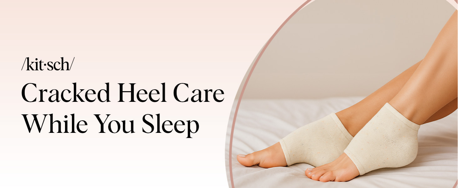 Kitsch Moisturizing Socks for Cracked Heel Treatment – Moisturizing Reusable Gel Socks for Women & Men, Overnight Heel Socks with Insulated Gel Lining for Dry Cracked Feet, Open-Toe Design - 1 Pair