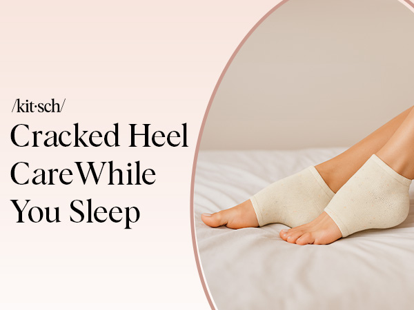 Kitsch Moisturizing Socks for Cracked Heel Treatment – Moisturizing Reusable Gel Socks for Women & Men, Overnight Heel Socks with Insulated Gel Lining for Dry Cracked Feet, Open-Toe Design - 1 Pair